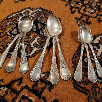 Lot #140: Vintage Electroplated White Metal Spoon Set (9) 