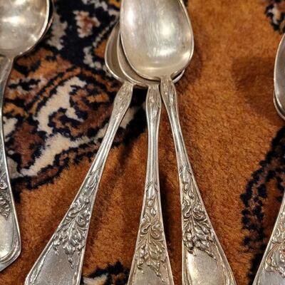 Lot #140: Vintage Electroplated White Metal Spoon Set (9) 