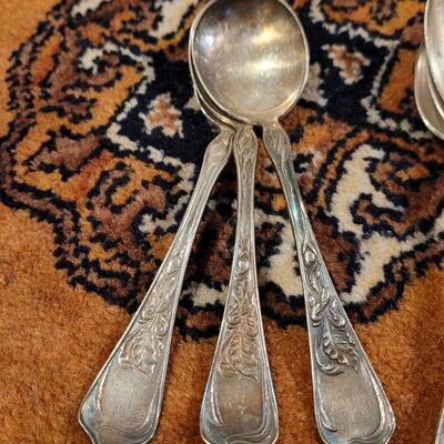 Lot #140: Vintage Electroplated White Metal Spoon Set (9) 