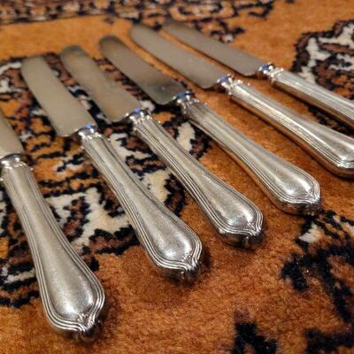 Lot #141: (6) Sterling Silver Handle Vintage Butter Knives (Stainless Blade)