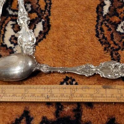 Lot #142: (3) Antique/Vintage Fancy Sterling Silver Spoons - "S" Monogram