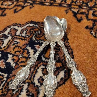 Lot #142: (3) Antique/Vintage Fancy Sterling Silver Spoons - "S" Monogram