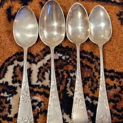Lot #147: (4) Assorted Antique/Vintage Sterling Silver Fancy Spoons