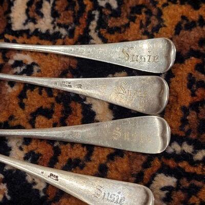 Lot #147: (4) Assorted Antique/Vintage Sterling Silver Fancy Spoons