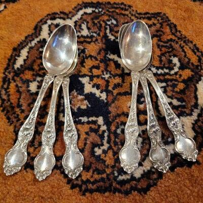 Lot #148: (6) Antique/Vintage Sterling Fancy Silver Spoons