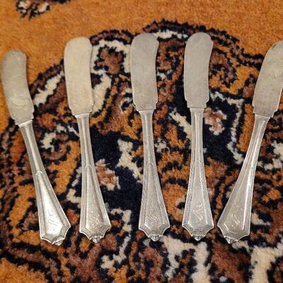 Lot #150: (5) Antique/Vintage Sterling Silver Handle Jam Spread Knives 