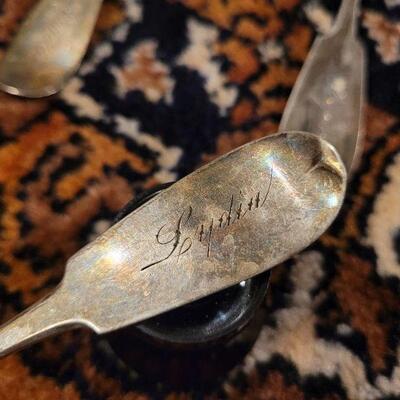 Lot #151: (4) Antique Late 1700's JOHN RICH Silver GrapefruitSpoons