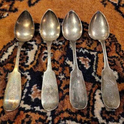 Lot #151: (4) Antique Late 1700's JOHN RICH Silver GrapefruitSpoons