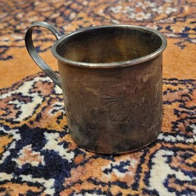 Lot #152: Antique Sterling Silver Baby Cup w/ Handle 