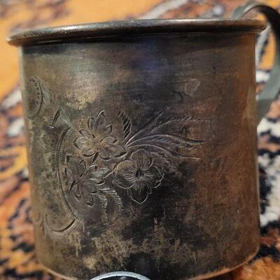 Lot #152: Antique Sterling Silver Baby Cup w/ Handle 