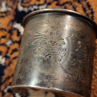 Lot #152: Antique Sterling Silver Baby Cup w/ Handle 