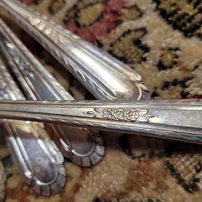 Lot #160: Vintage Flower Pattern Silver Plated Forks and Spoons by H&T MFG. (14 pcs)