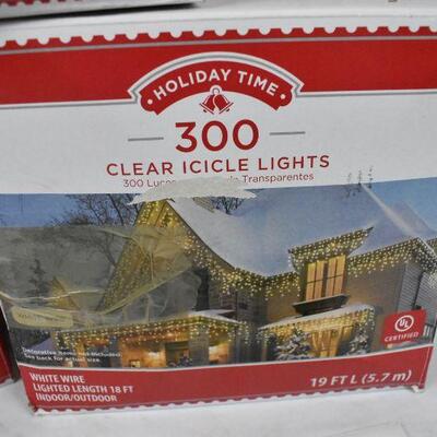 3 Boxes 2 Clear 1 Blue Twinkling Icicle Lights 19 300 Ct White Wire Work Estatesales Org