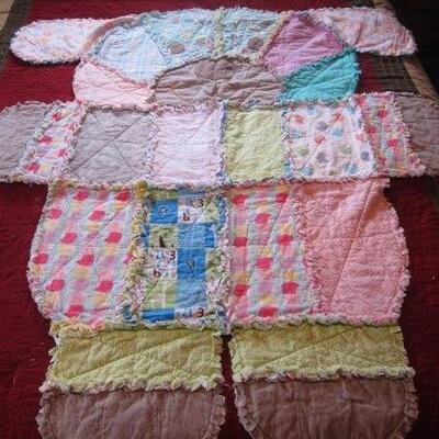Hand Sewn rag trim Blankets - bear or puppy