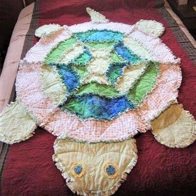 Hand sewn new rag trim Blanket - turtle 