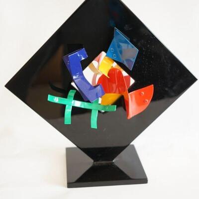 RON TATRO STEEL POLYCHROME PAINTED  SCULPTURE SQUARE SERIES CORONA SIGNED AND DATED 1998