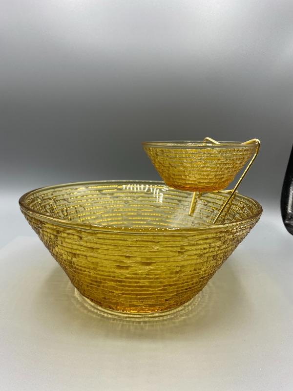Antique chip and dip bowl hot sale