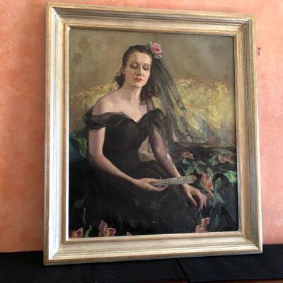 Original Jane Freeman (1871-1963) Oil Painting Portrait of Consuelo Cloos