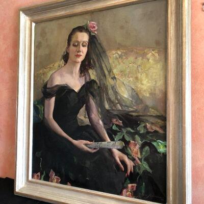 Original Jane Freeman (1871-1963) Oil Painting Portrait of Consuelo Cloos