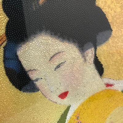 Silk Tile and Beaded Japanese Art - 4 Pieces (16)