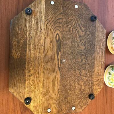 Vintage Sugar & Creamer and Wood Ceramic Cheese & Cracker Tray (24)