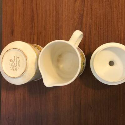 Vintage Sugar & Creamer and Wood Ceramic Cheese & Cracker Tray (24)