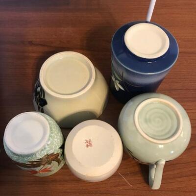 Mixed Ceramic Japanese Platter and Cup Lot (35)