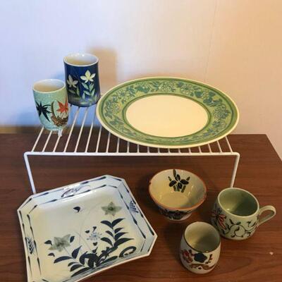 Mixed Ceramic Japanese Platter and Cup Lot (35)