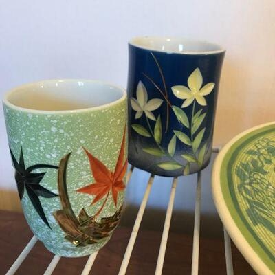 Mixed Ceramic Japanese Platter and Cup Lot (35)