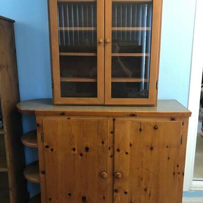 Vintage Two Piece Glass Cabinet and Rounded Storage Cabinet (37)