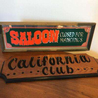 Vintage Mirrored Saloon Sign and Wood California Club Wall Hanging (44)