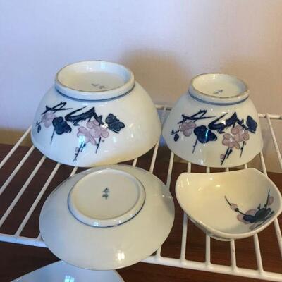 Vintage Pink and Blue Floral Dogwood Japanese Dish-ware (51)