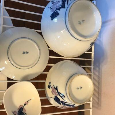 Vintage Pink and Blue Floral Dogwood Japanese Dish-ware (51)