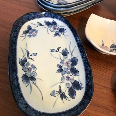 Vintage Pink and Blue Floral Dogwood Japanese Dish-ware (51)
