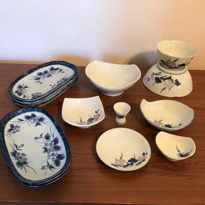 Vintage Pink and Blue Floral Dogwood Japanese Dish-ware (51)
