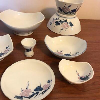 Vintage Pink and Blue Floral Dogwood Japanese Dish-ware (51)