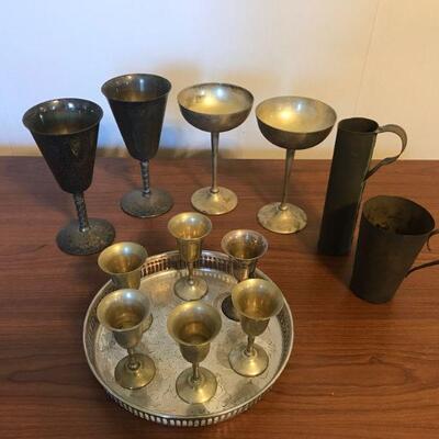 Vintage Silver Plate Tray and Cups - India - Yugoslavia (53)
