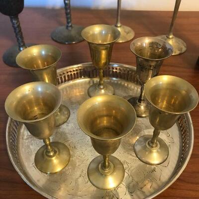 Vintage Silver Plate Tray and Cups - India - Yugoslavia (53)