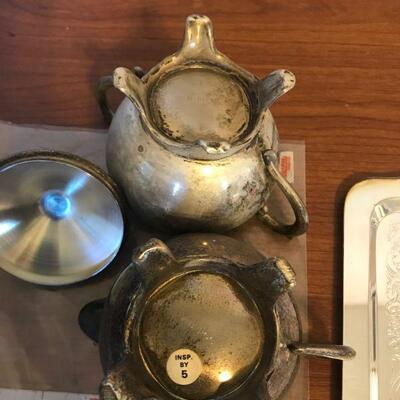 Vintage FB Rogers Silver Company Tray Sugar and Creamer Set (54)