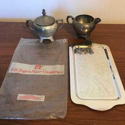 Vintage FB Rogers Silver Company Tray Sugar and Creamer Set (54)