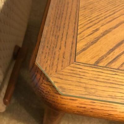 Vintage Wood Side Tables with Glass Overlay (57)