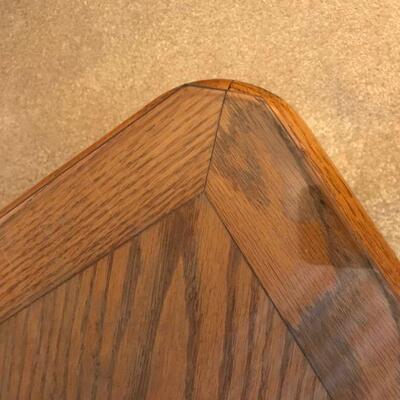 Vintage Wood Coffee Table With Glass Overlay (58)