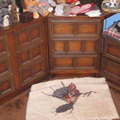 Vintage dark wood corner dresser