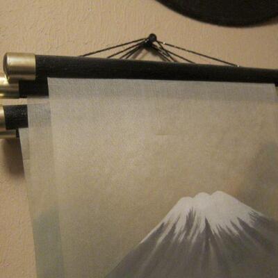 5 Japanese silk landscapes on roll/hangers
