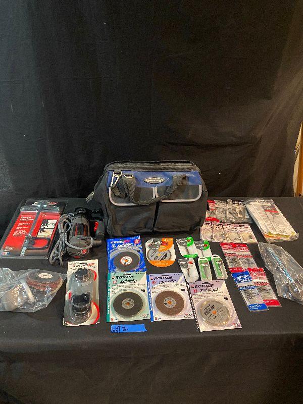 Lot 21 Zip bits Tools & Saw (Rotozip straight edge guide, Spiral Saw