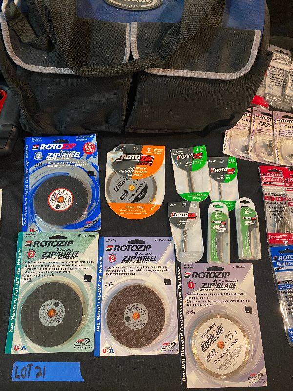 Lot 21 Zip bits Tools & Saw (Rotozip straight edge guide, Spiral Saw