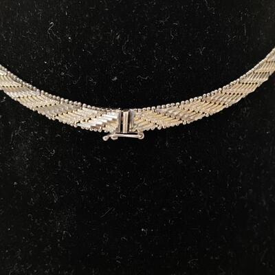 Sterling Silver (925) Woven V Omega Chain -16â€