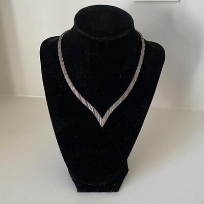 Sterling Silver (925) Woven V Omega Chain -16â€