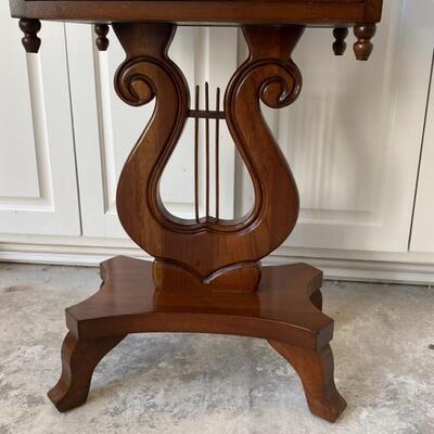 Antique Harp Side Table with Carrera Marble Top / Perfect Condition