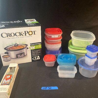 Lot 37 - New Crock Pot and Kitchen Storage Containers 